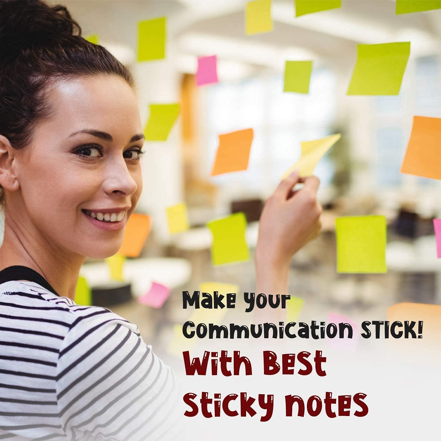 (24 Pads) Sticky Notes 3x3 in 100 Sheets/Pad, Self-Sticky Note Pads, 6 Bright Colors Super Sticky Pads - Easy to Post for School, Office Supplies, Desk Accessories - Image 3