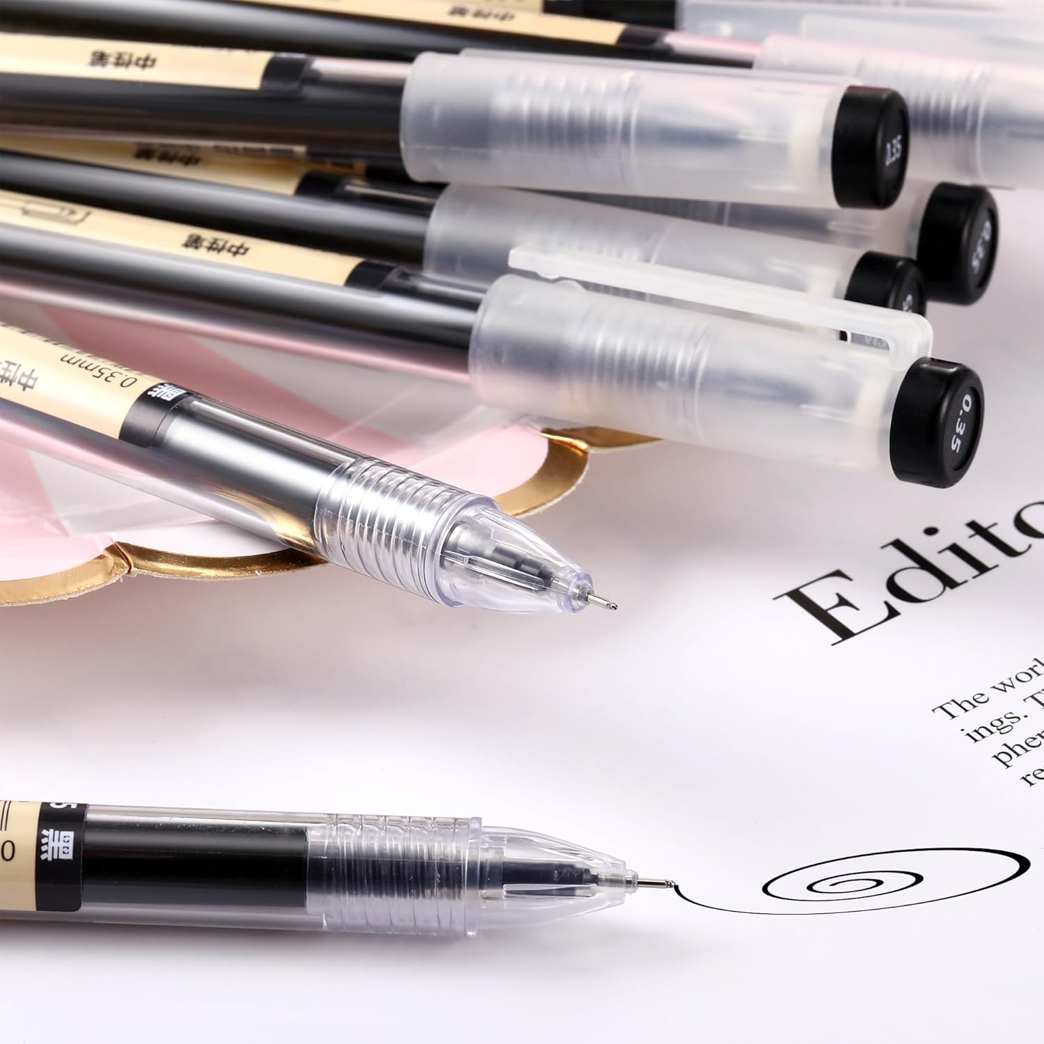 Chinco 12 Pieces 0.35 mm Black Gel Ink Pen Japanese Stationery Extra Fine Chinese Ballpoint Pen for Office School Korean Stationery Supply - Image 3